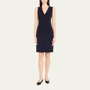 Akris New V Neck Sleeveless Wool Sheath Dress Formal Minimalist Sz US 10 $2,190